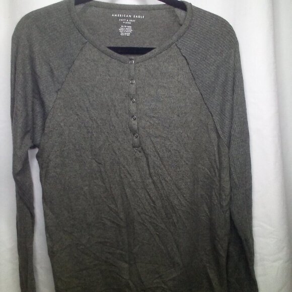 American Eagle Shirt XS Soft & Sexy Plush Long Sleeve Green Gray Color - Picture 16 of 16